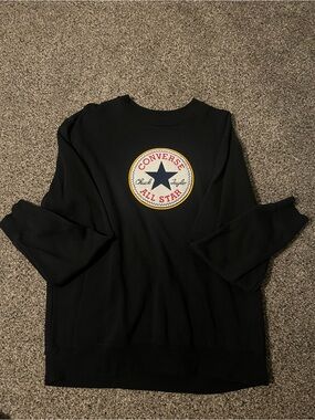 Converse Men's Black embroidered All Star Logo Sweatshirt